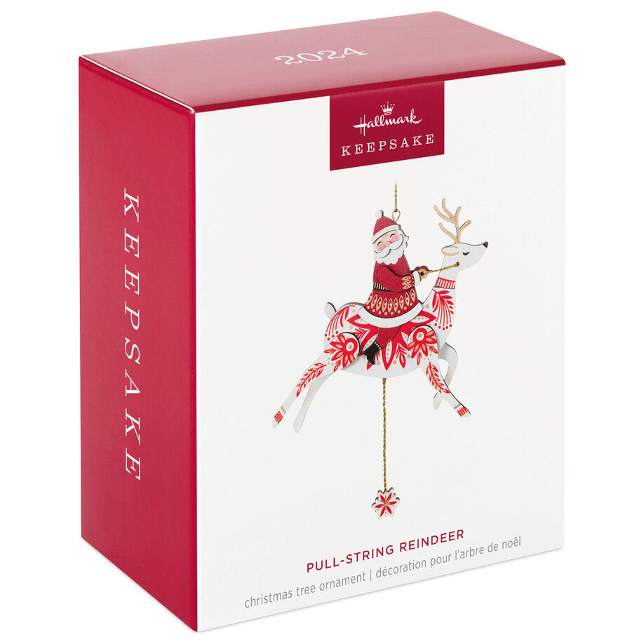 Pull-String Reindeer With Santa  (Santa) ornament collectible - Main Image 3