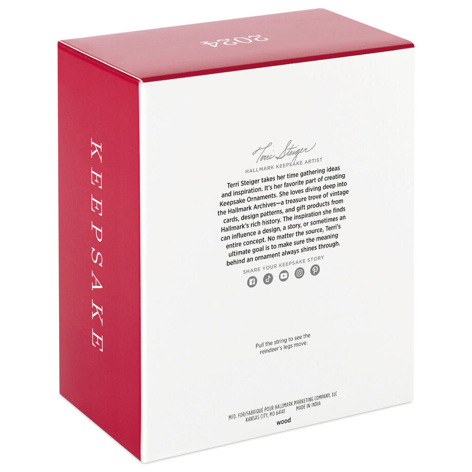 Pull-String Reindeer With Santa  (Santa) ornament collectible - Main Image 4