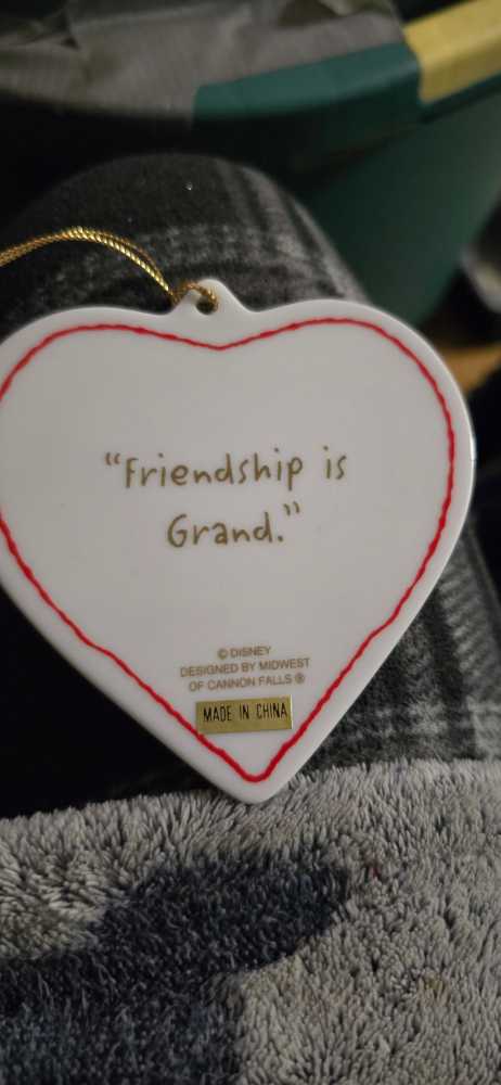 Disney Ornament Classic Pooh & Piglet Heart Shaped Porcelain Friendship Is Grand  ornament collectible [Barcode 738449256664] - Main Image 2