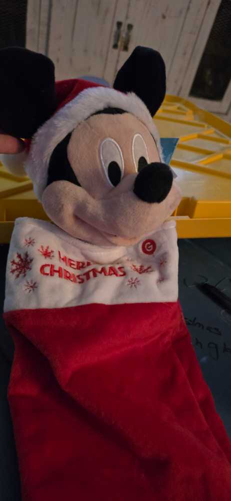 At Homes Animated Musical Merry Christmas Mickey Mouse Stocking Head Sings Deck The Halls Song And Moves Ears 27.5in  (Christmas Stockings) ornament collectible [Barcode 191607890160] - Main Image 2