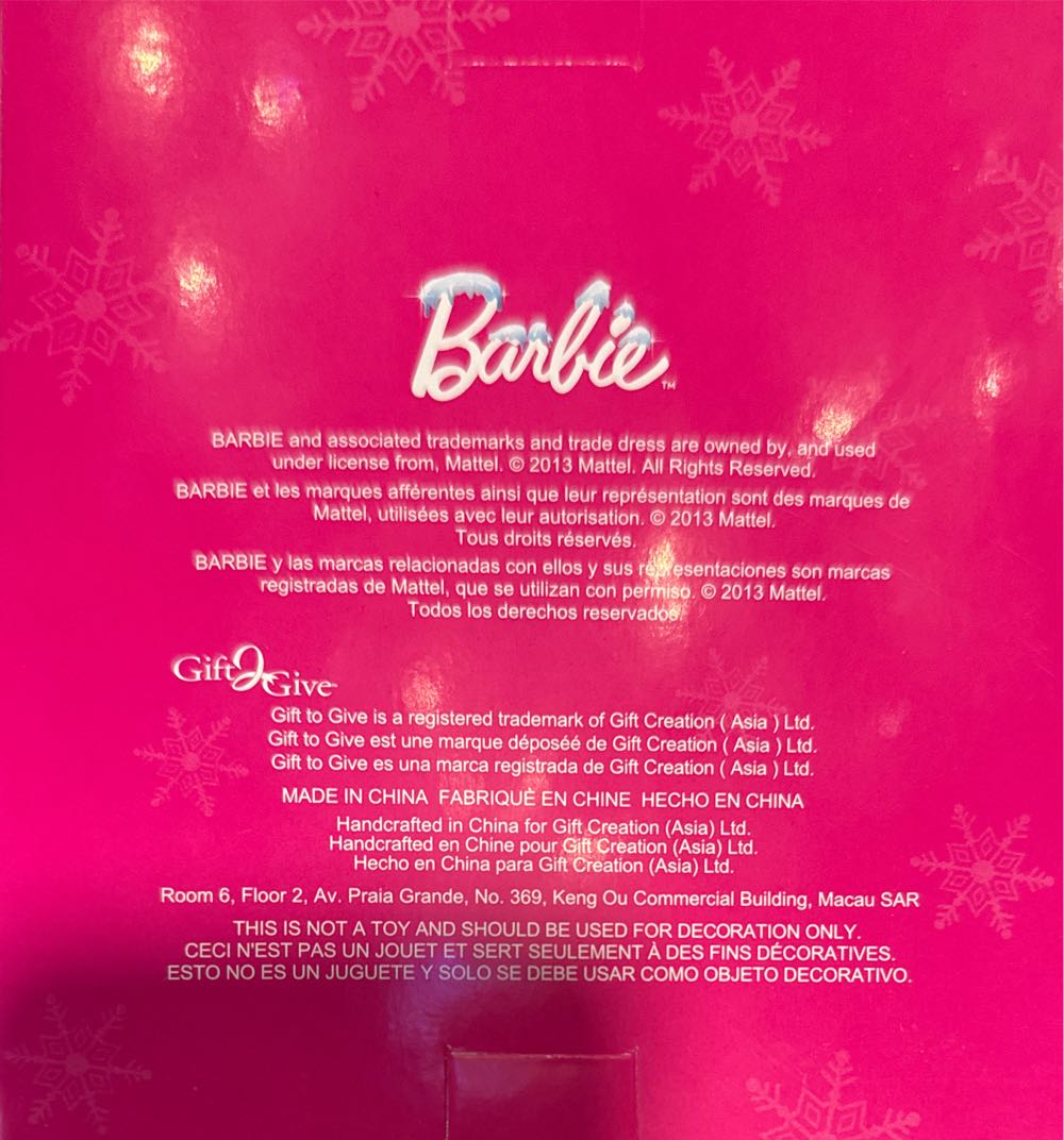 Barbie  ornament collectible [Barcode 9587651009800] - Main Image 2
