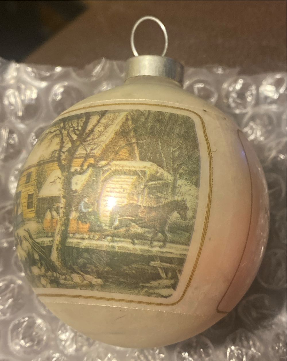 Currier & Ives Frozen Up Glass Ball Ornament - Currier & Ives (Currier & Ives, Christmas Scene) ornament collectible - Main Image 4