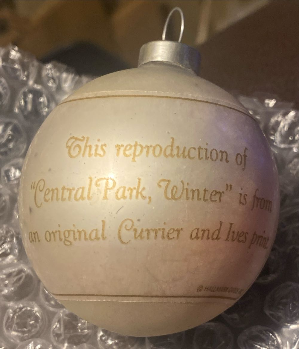 Currier & Ives Central Park Winter Glass Ball Ornament - Currier & Ives (Currier & Ives, Christmas Scene) ornament collectible - Main Image 2