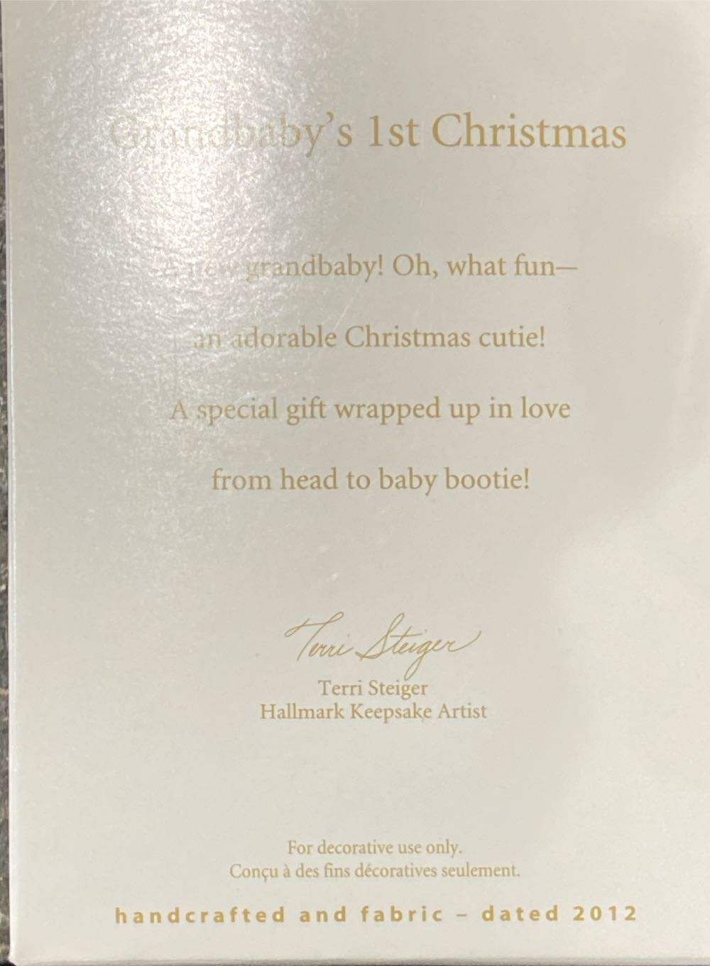 Hallmark Keepsake Ornament Grandbabys 1st Christmas - Grandchild 1st Christmas (Baby’s 1st Christmas) ornament collectible [Barcode 795902254643] - Main Image 3