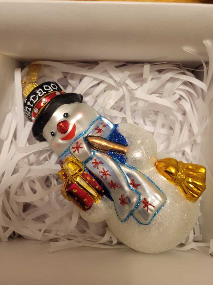 Snowman Glass Ornament Hand Painted  ornament collectible [Barcode 6826729] - Main Image 2