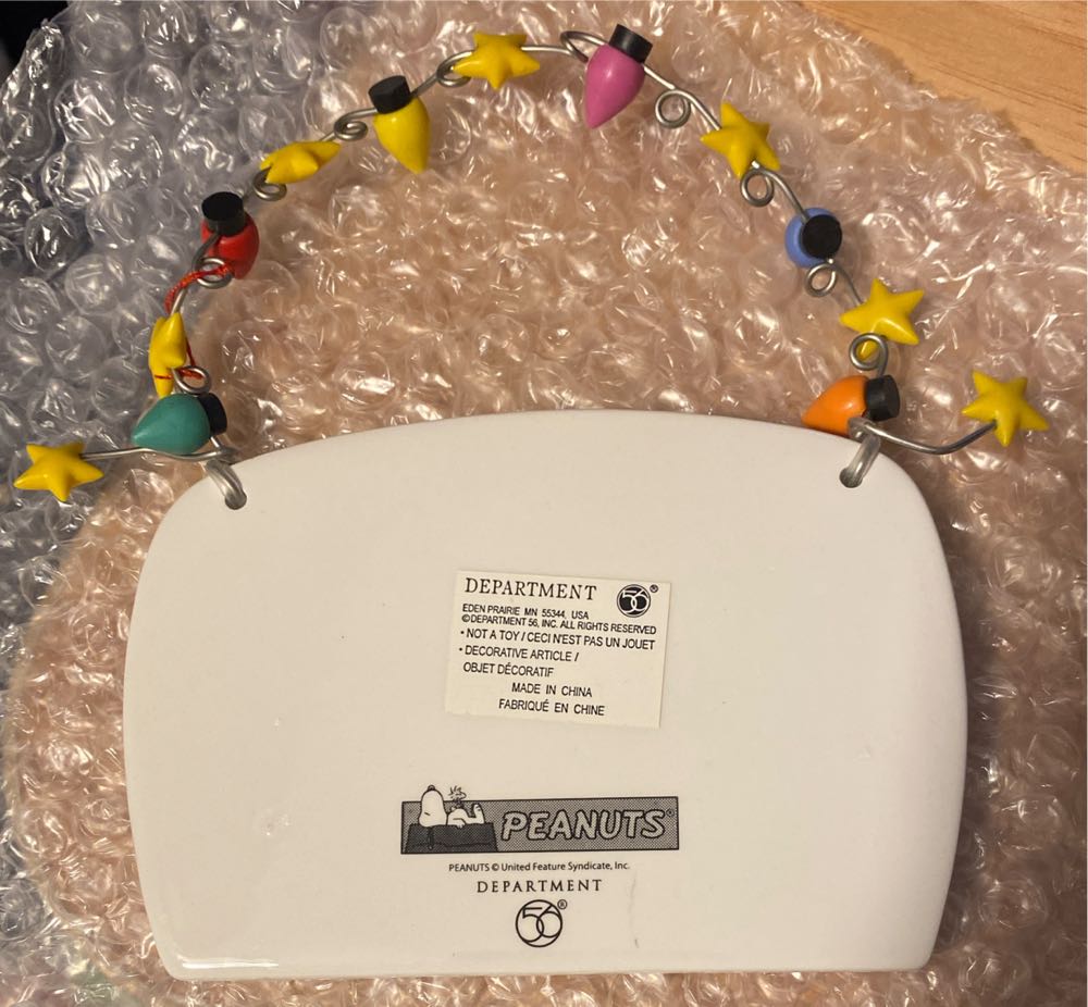 Dept 56 Peanuts We’ll Be Home For Christmas Hanging Sign - Peanuts (Peanuts Christmas) ornament collectible - Main Image 2