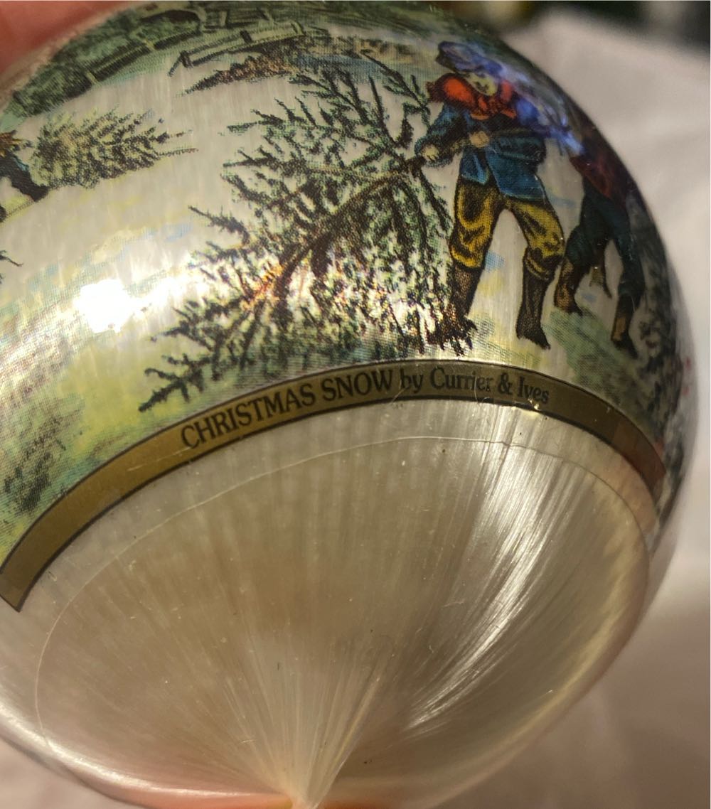 Christmas Snow By Currier & Ives Satin Ball Ornament - Currier & Ives (Christmas Snow) ornament collectible - Main Image 2