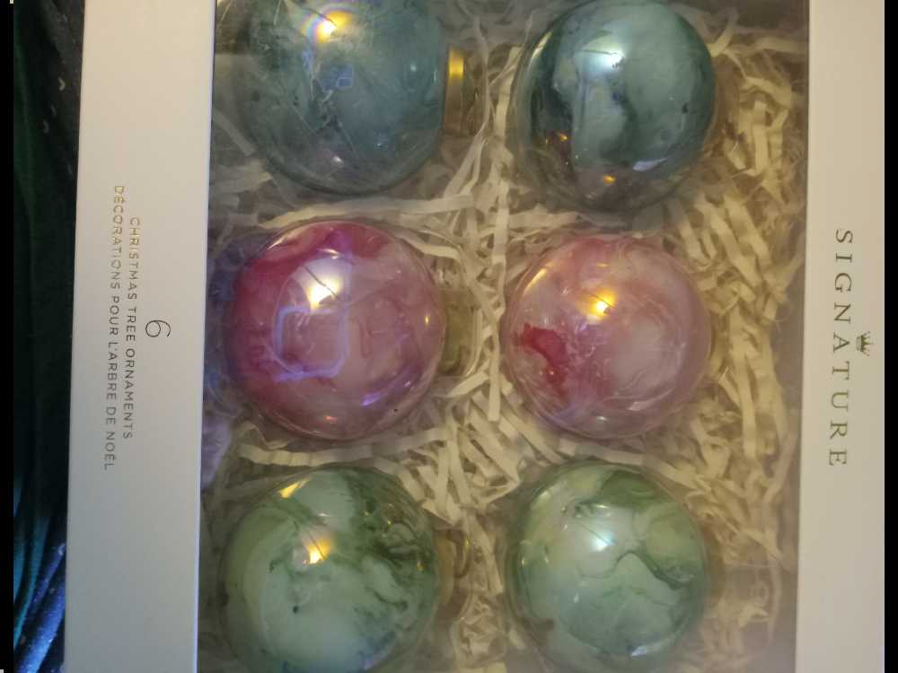 Signature Marbled Glass Hallmark Ornaments Set Of 6 - Signature (Retro Tree) ornament collectible [Barcode 661127047110] - Main Image 3
