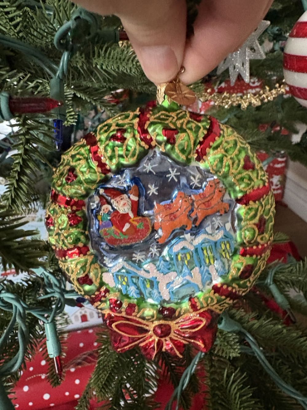 Crescent Dreamer  (Moon Shaped Santa Blue Stars Sky) ornament collectible - Main Image 2