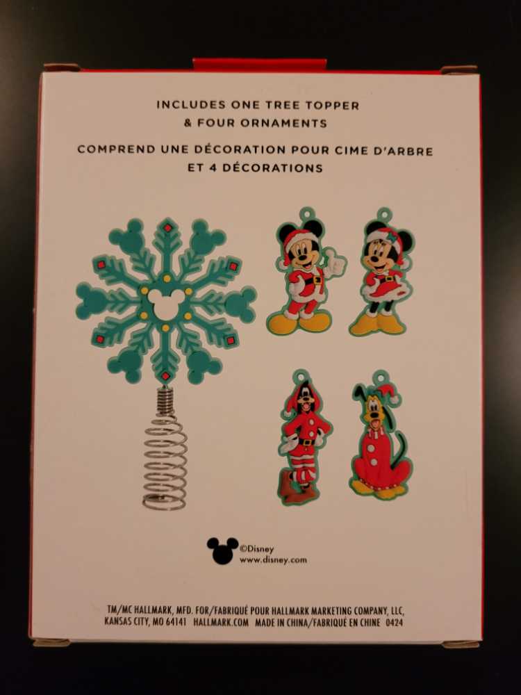 Mickey And Minnie Mouse 5” Miniature Christmas Tree Topper And Mini Ornaments Set Of 5 Shatterproof - Miniature (Disney) ornament collectible [Barcode 661127059939] - Main Image 2