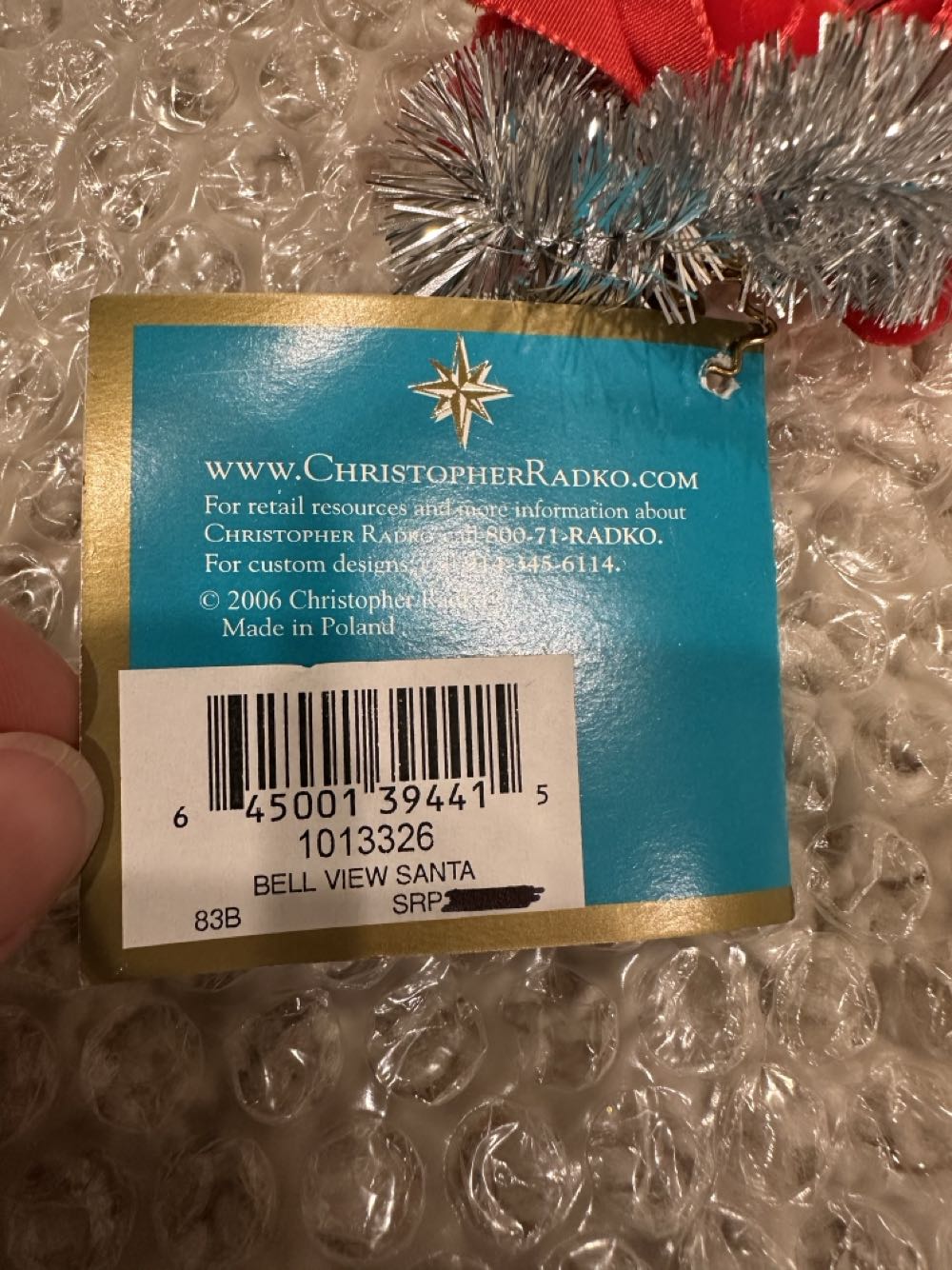 Christopher Radko bell View Santa - 1013326 (Radko) ornament collectible [Barcode 645001394415] - Main Image 3