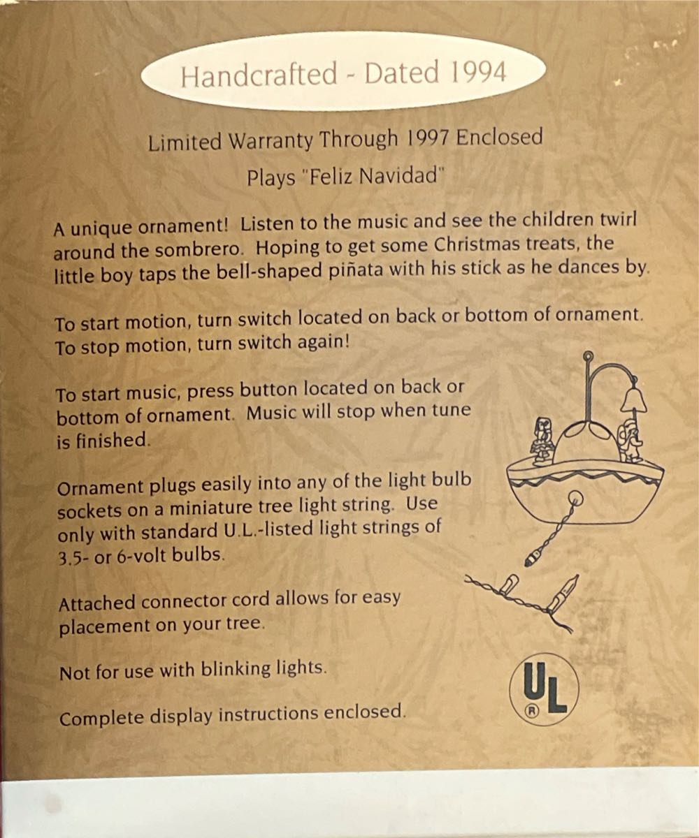 Feliz Navidad 1994 - Feliz Navidad (Feliz Navidad) ornament collectible [Barcode 015012112863] - Main Image 2