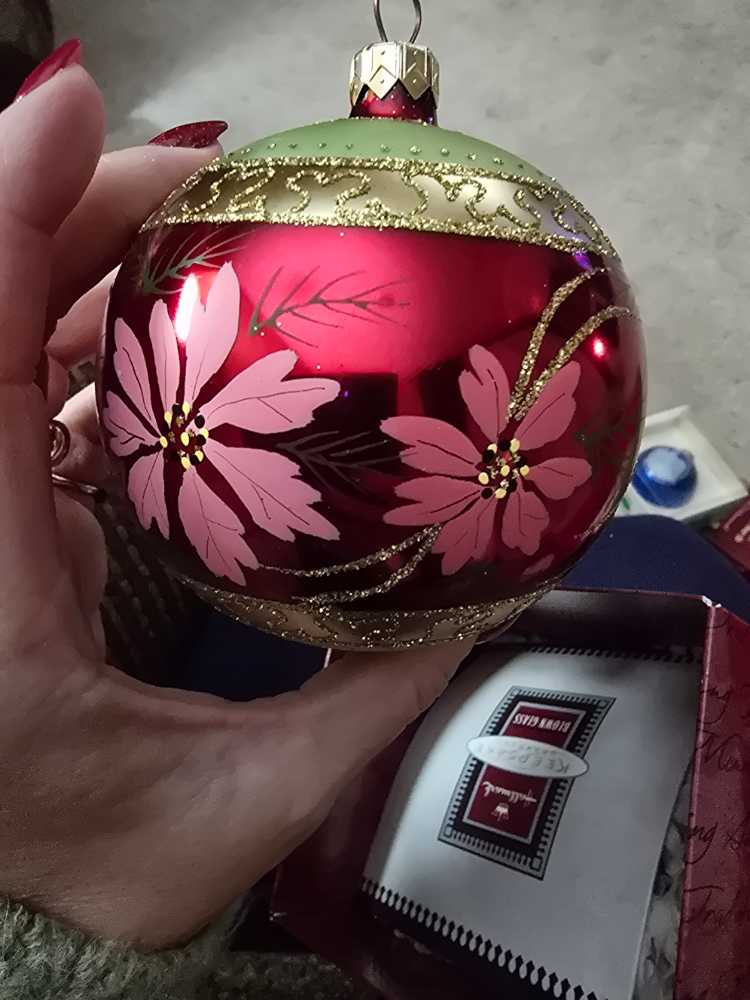 Pink Poinsettias  ornament collectible - Main Image 3