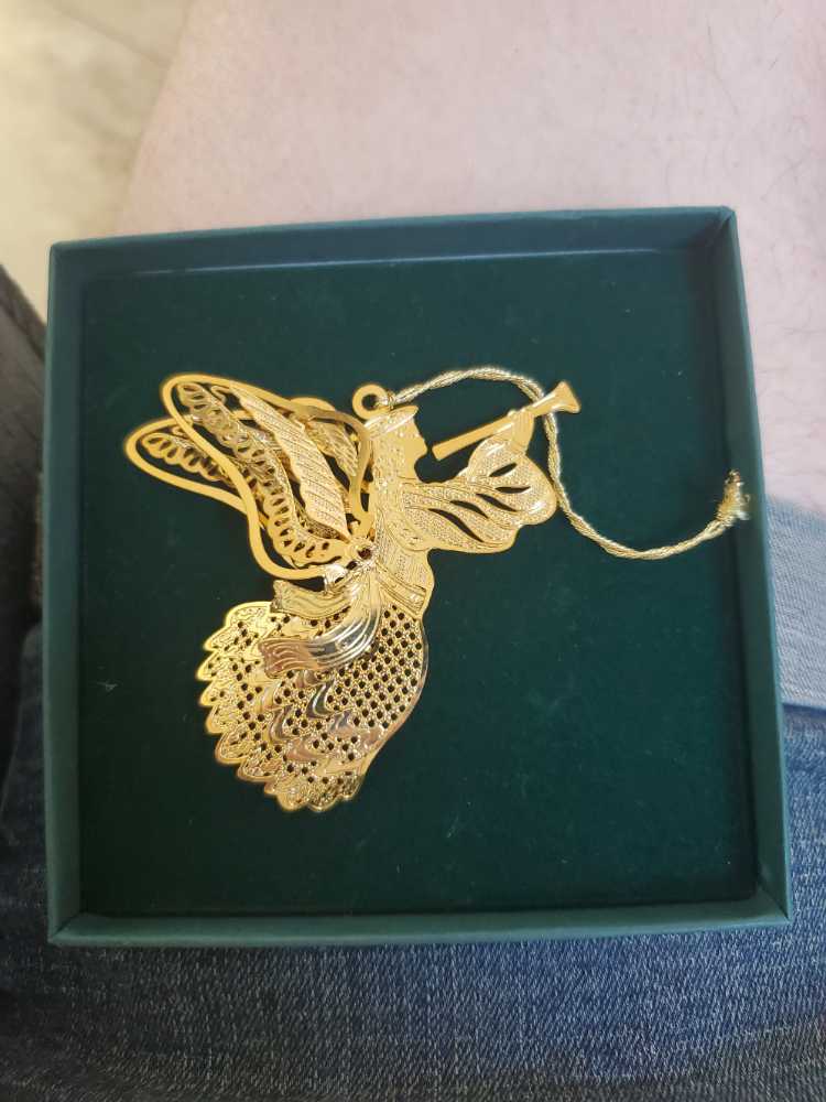 24kt Gold Finished Brass Christmas Heralding Angel Baldwin Box 24k In 7186.010 With  (Christmas Ornament) ornament collectible [Barcode 723079273174] - Main Image 3