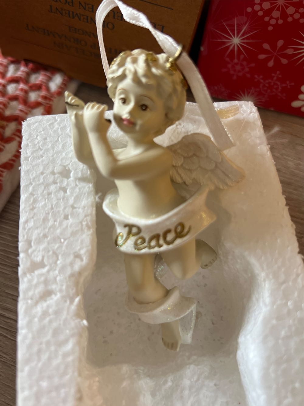 Avon 2002 Cherub with Marabou Wings Ornament - Joy  ornament collectible - Main Image 2