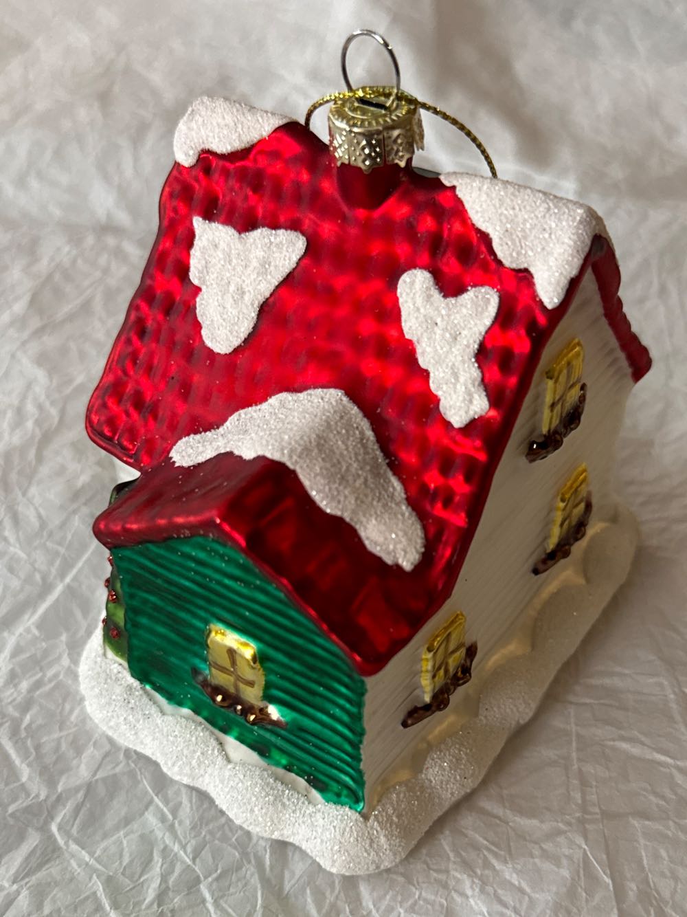White House With Red Roof And Snow On Roof  ornament collectible - Main Image 2