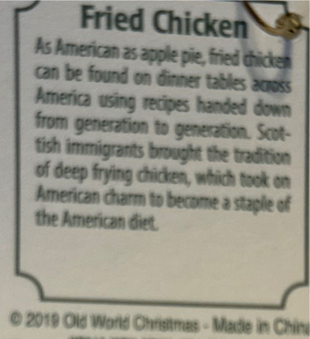 Old World Christmas Fried Chicken  ornament collectible [Barcode 729343323088] - Main Image 4