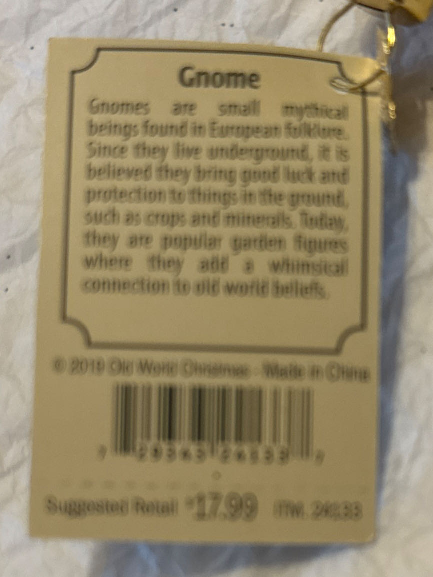 Old World Christmas Ornaments: Garden Gifts Glass Blown Ornaments For Christmas Tree Gnome  ornament collectible [Barcode 729343241337] - Main Image 4