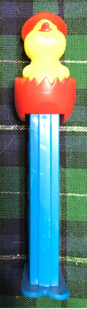 Easter - Chick, hatching red head, w/red hat, dk blue stem - Easter pez collectible - Main Image 2