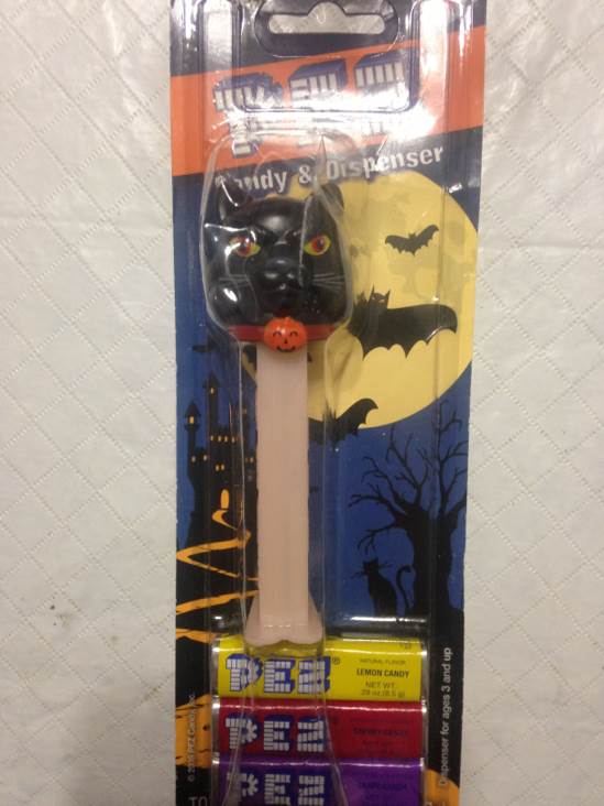 Halloween - (2) Black cat, orange & peach glow stems - Halloween pez collectible - Main Image 2