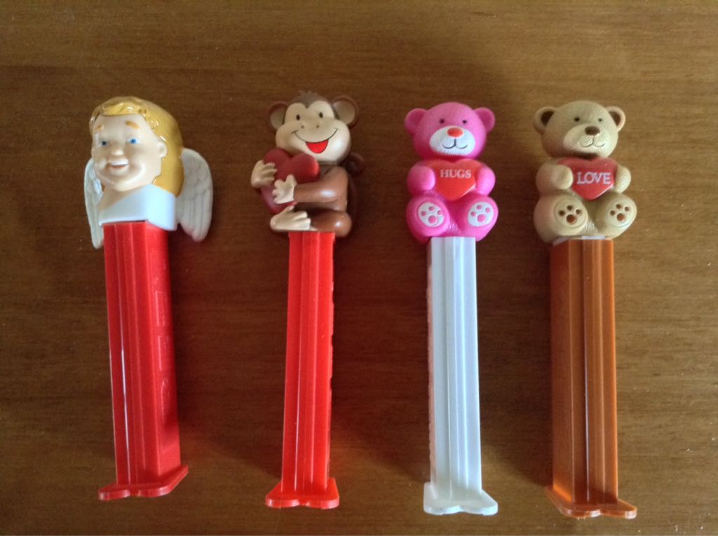 Happy Valentine’s Day Dark Pink Crystal Heart Dark Pink Stem White Hearts - Holiday pez collectible - Main Image 2