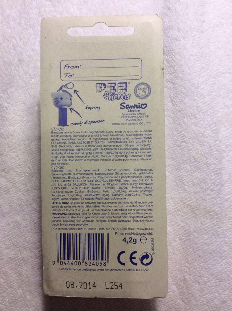 Hello Kitty Keyring -- Pink Stem - Hello Kitty pez collectible - Main Image 2