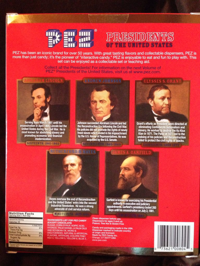 President Set Vol 4 - Educational Series - Presidents pez collectible - Main Image 2