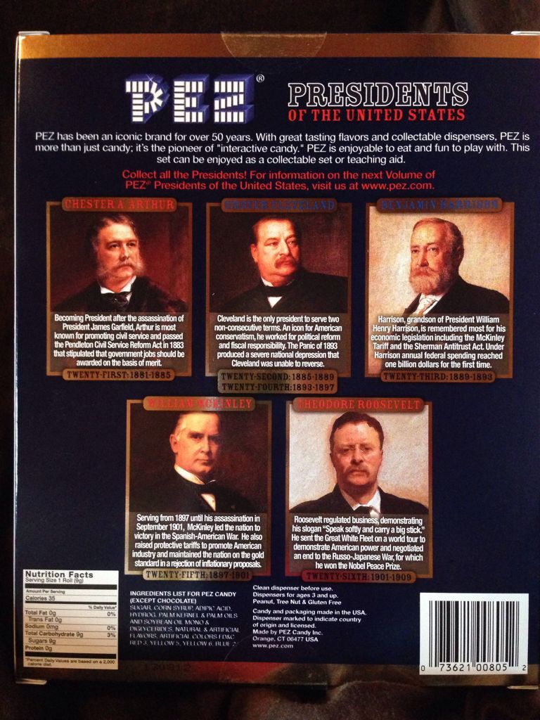 President Set Vol 5 - Educational Series - Presidents pez collectible - Main Image 2