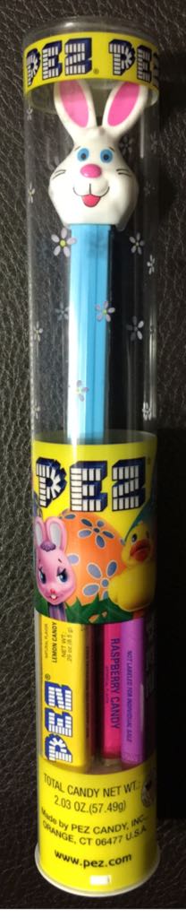 Bunny E (white/blue) - In Tube - Easter pez collectible - Main Image 1
