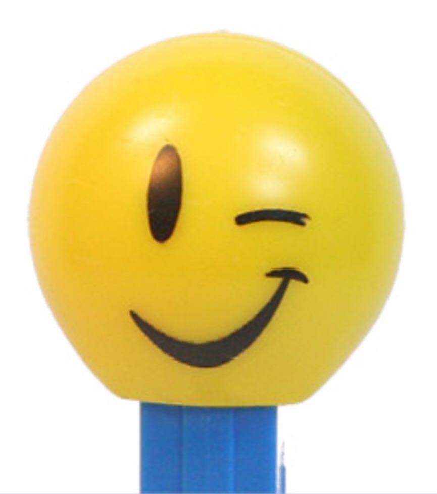 Winking Smile Blue Stem - funky faces pez collectible - Main Image 1