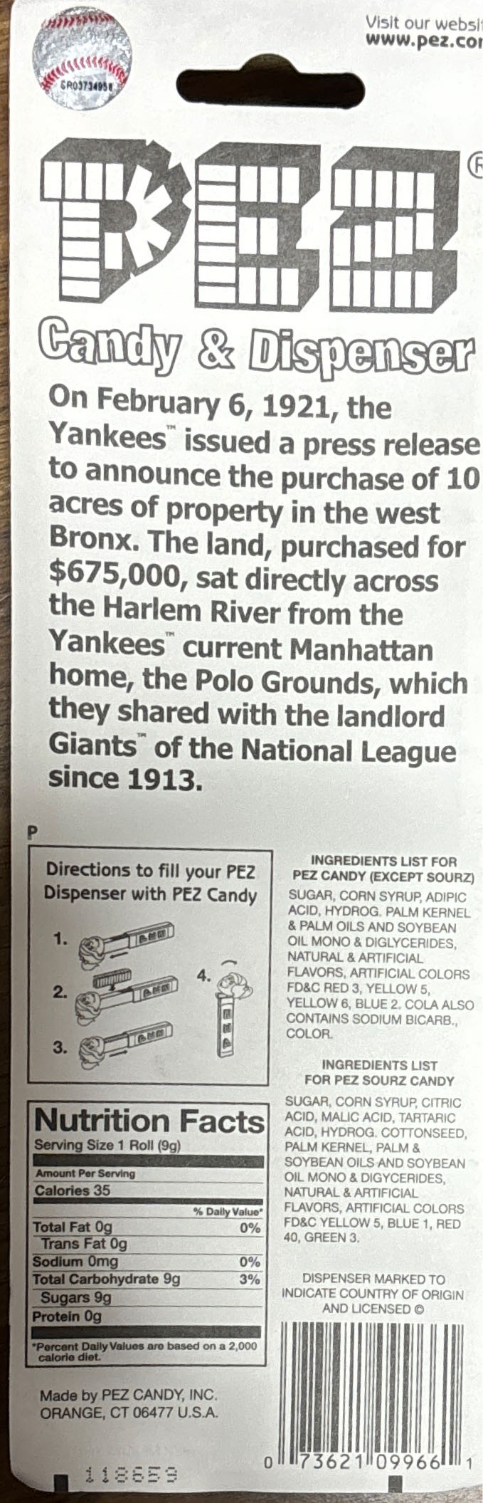 MLB - Baseball - New York Yankees - Major League Baseball pez collectible - Main Image 3