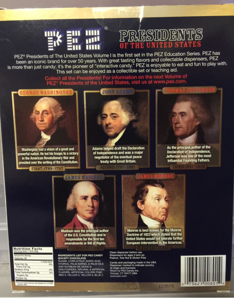 U.S. Presidents ~ Vol 1 - • Collector Set pez collectible - Main Image 2