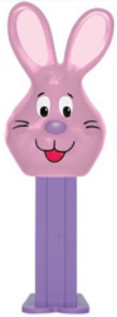 Bunny E (pink with purple stem) - In Egg (yellow) [mini] (2) - Easter pez collectible - Main Image 2