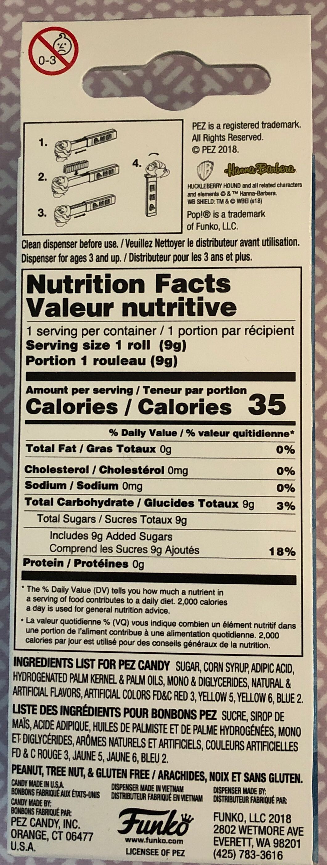 Huckleberry Hound (purple) - Huckleberry Hound pez collectible [Barcode 889698332347] - Main Image 2