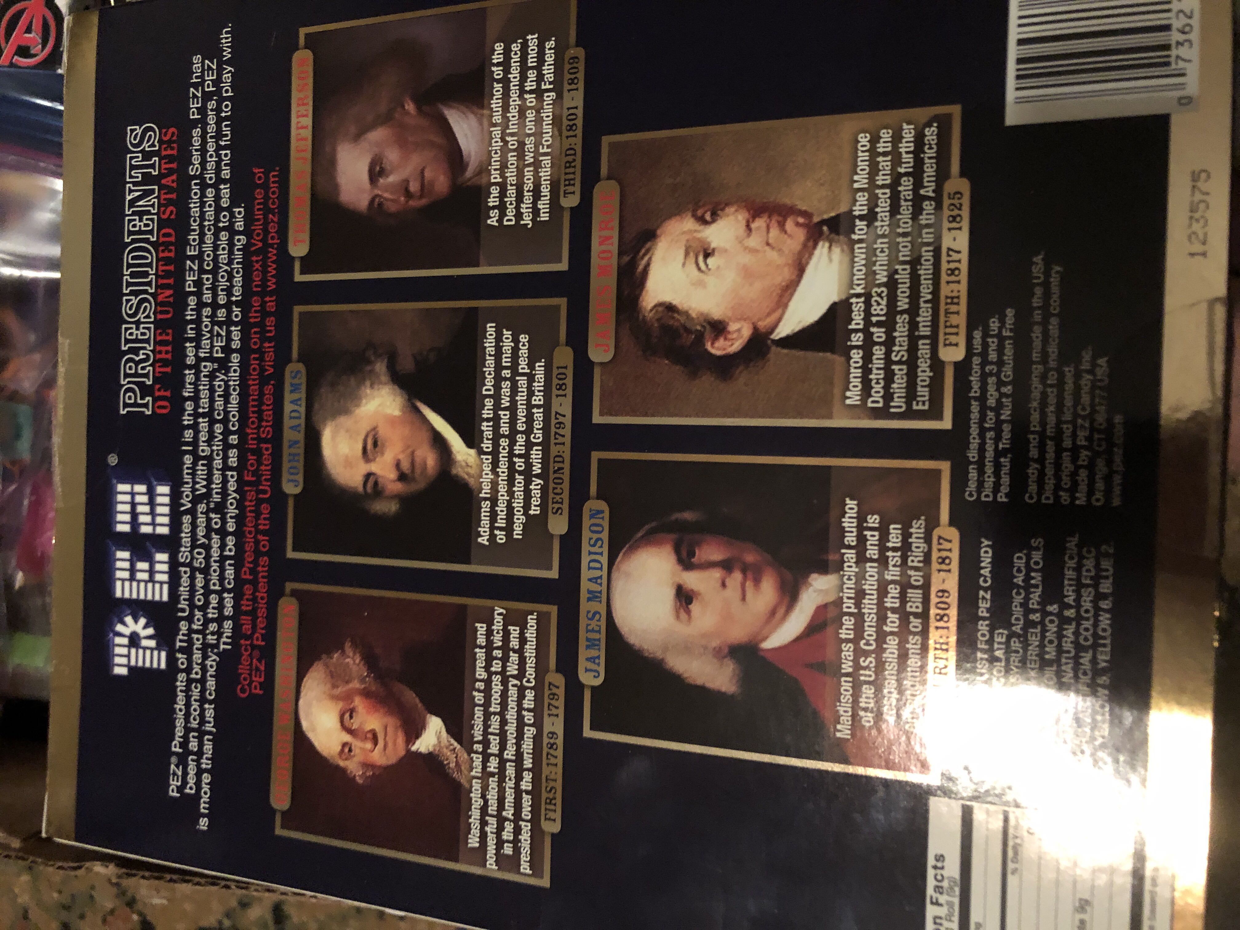 Presidents of the United States Vol. 1 - Famous People pez collectible [Barcode 073621008014] - Main Image 2