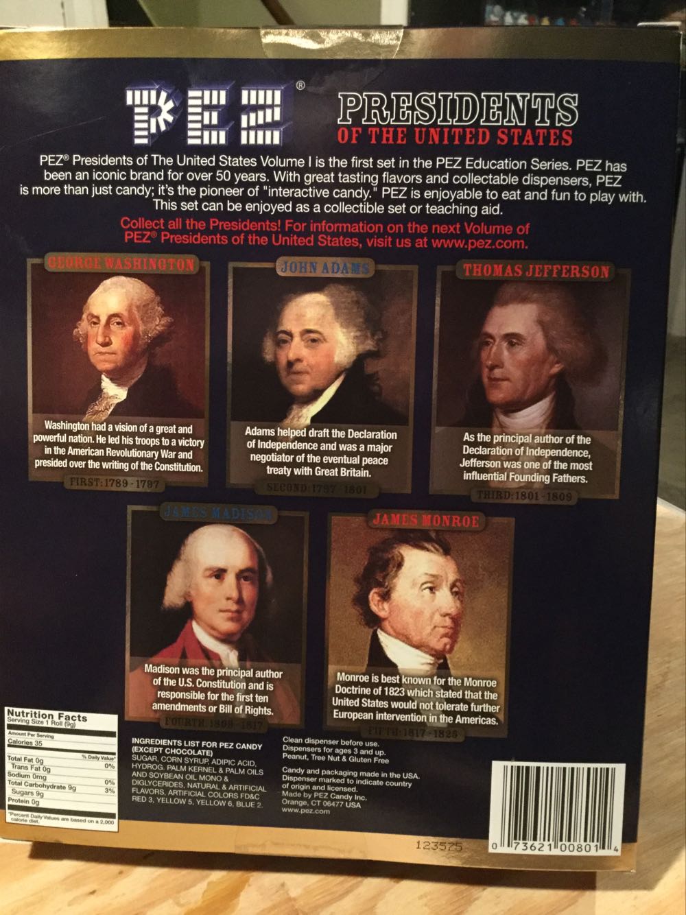 Presidents of the United States Vol. 1 - Famous People pez collectible [Barcode 073621008014] - Main Image 4