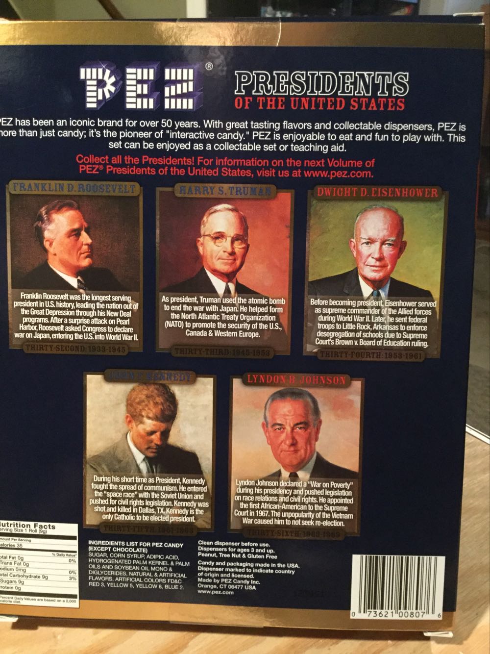 Presidents of the United States Vol. 7 - US Presidents pez collectible [Barcode 073621008076] - Main Image 4