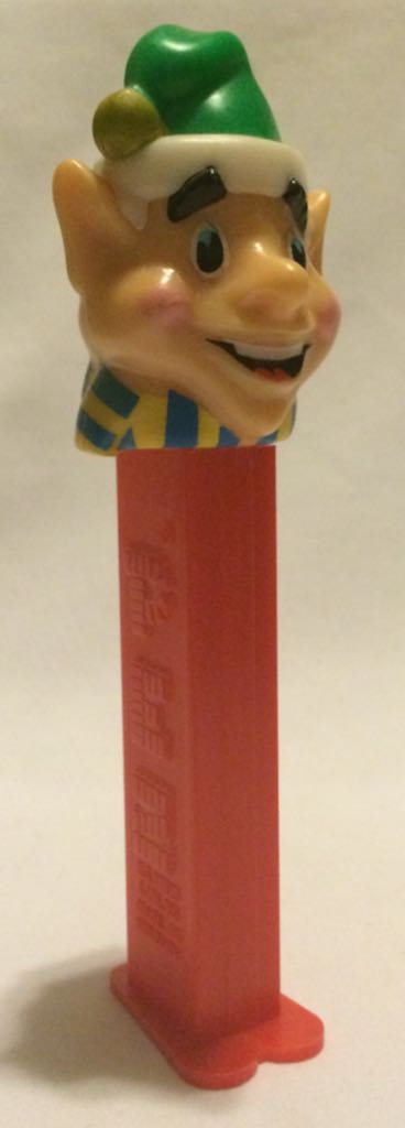 Christmas - Elf, green hat, yellow/green scarf, red stem - Christmas pez collectible - Main Image 2