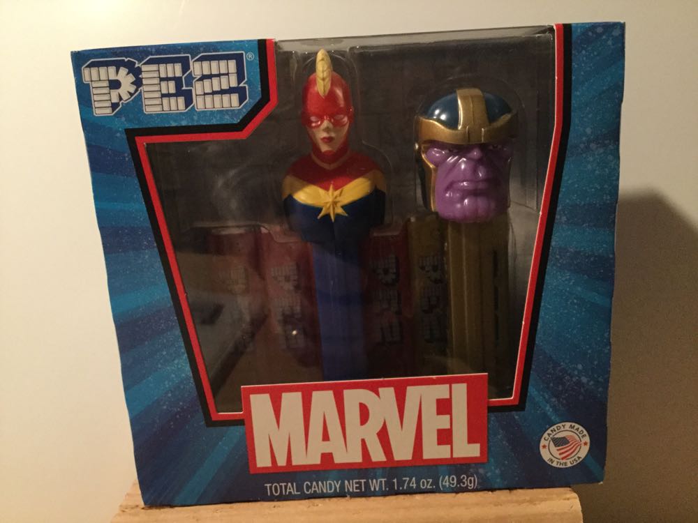 Marvel - 2pc Captain Marvel And Thanos - Superheroes & Villains - Marvel Avengers ~ pez collectible [Barcode 073621012080] - Main Image 2