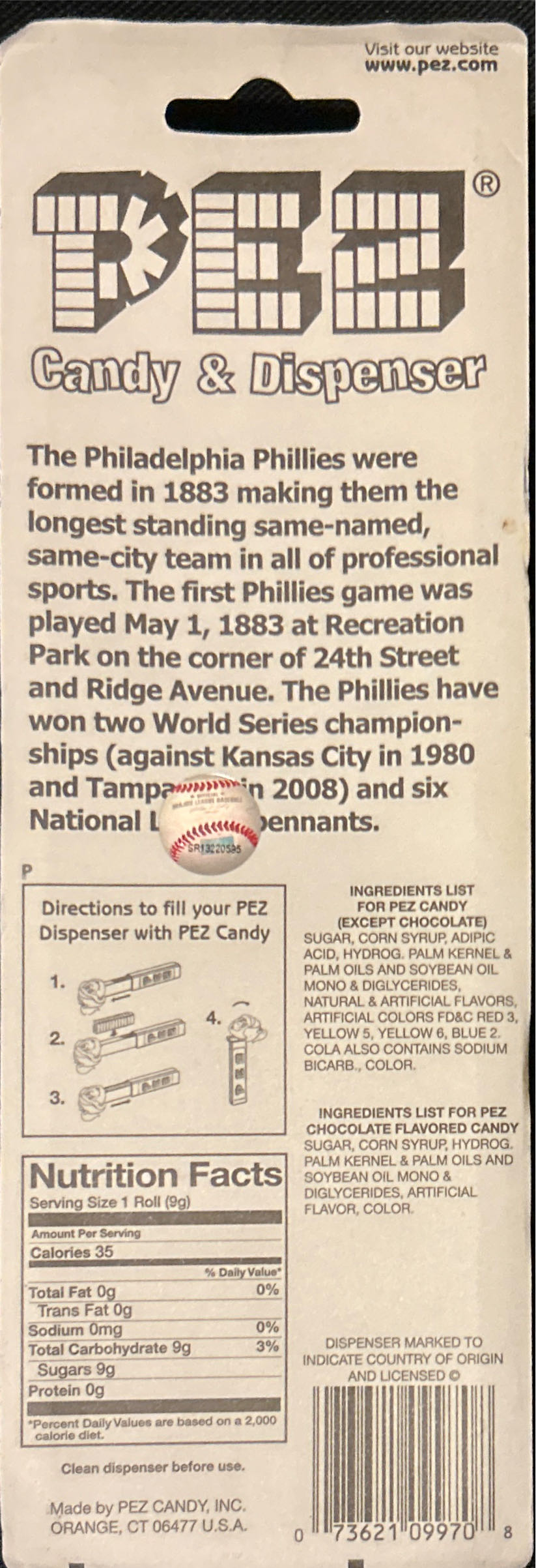 Phillies: Per Candy & Dispenser  pez collectible [Barcode 073621099708] - Main Image 2