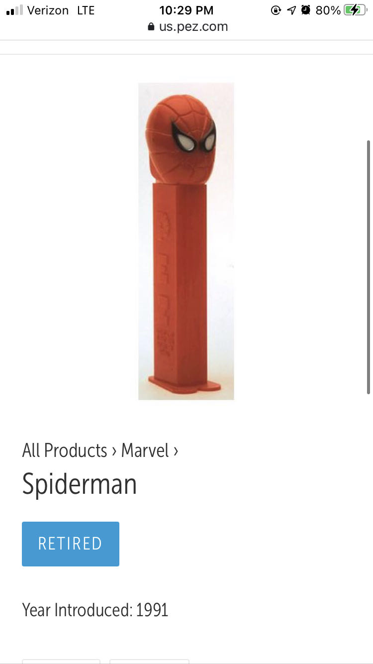 Super Hero Spider Man (B) - Super Heroes Marvel pez collectible - Main Image 2