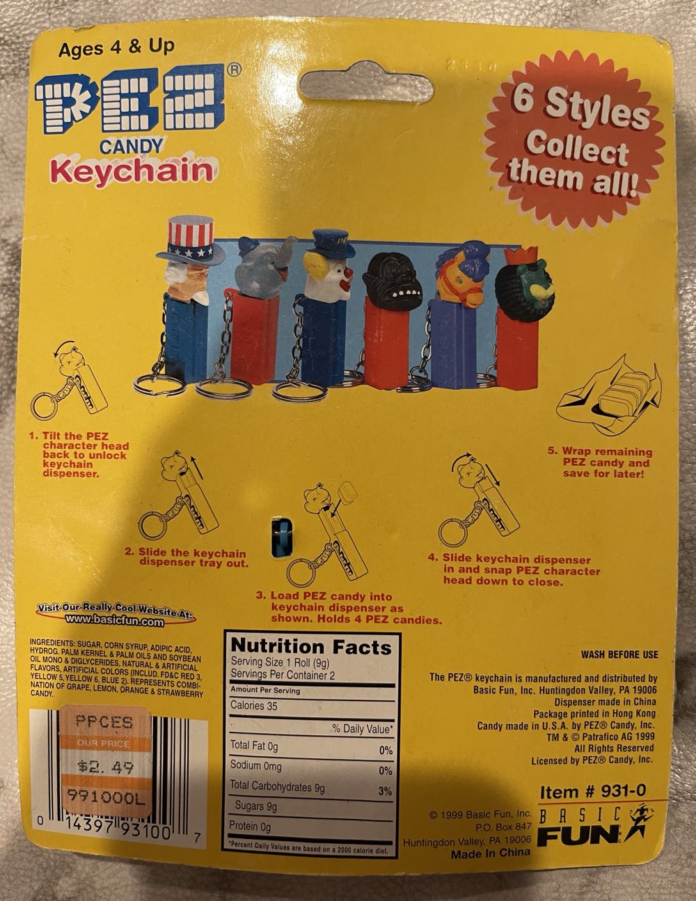 Gorilla Keychain  pez collectible [Barcode 014397931007] - Main Image 2