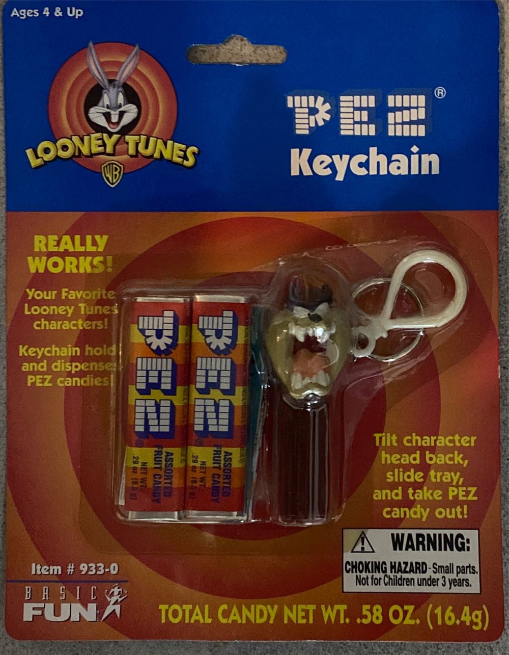 Mini Sporty Taz Keychain  - Looney Tunes pez collectible - Main Image 2
