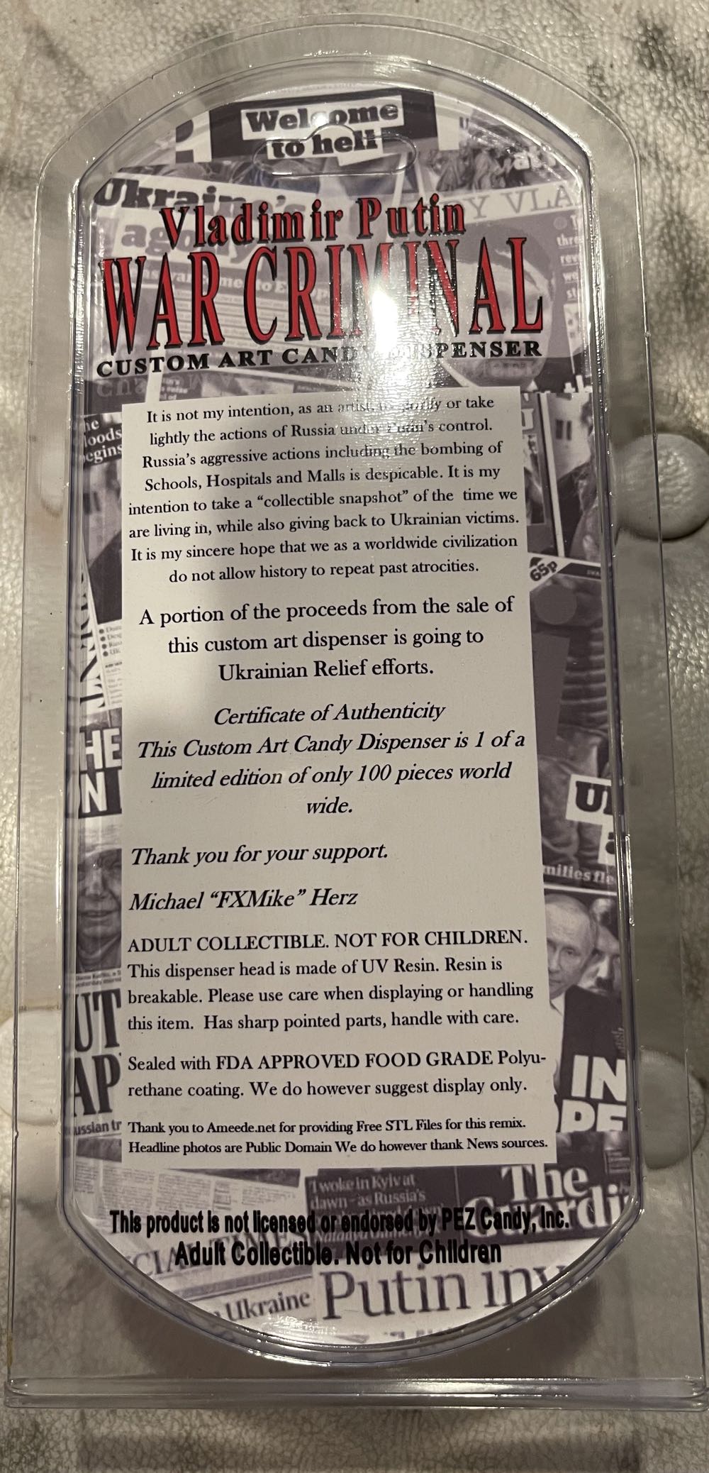 Vladimir Putin War Criminal  pez collectible - Main Image 2