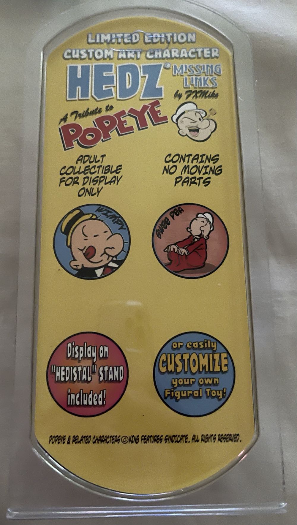 Hedz Missing Links- A Tribute To Popeye - Wimpy By FXMike  pez collectible - Main Image 2