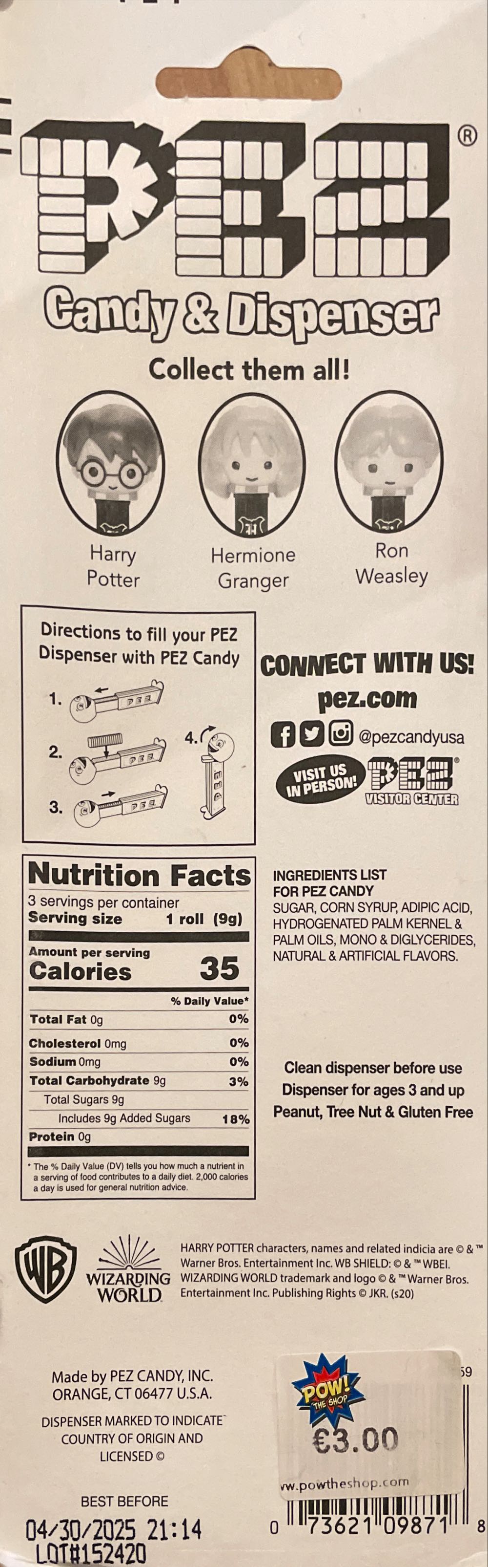 Hermione Granger - Harry Potter : Wizarding World pez collectible [Barcode 073621098718] - Main Image 2