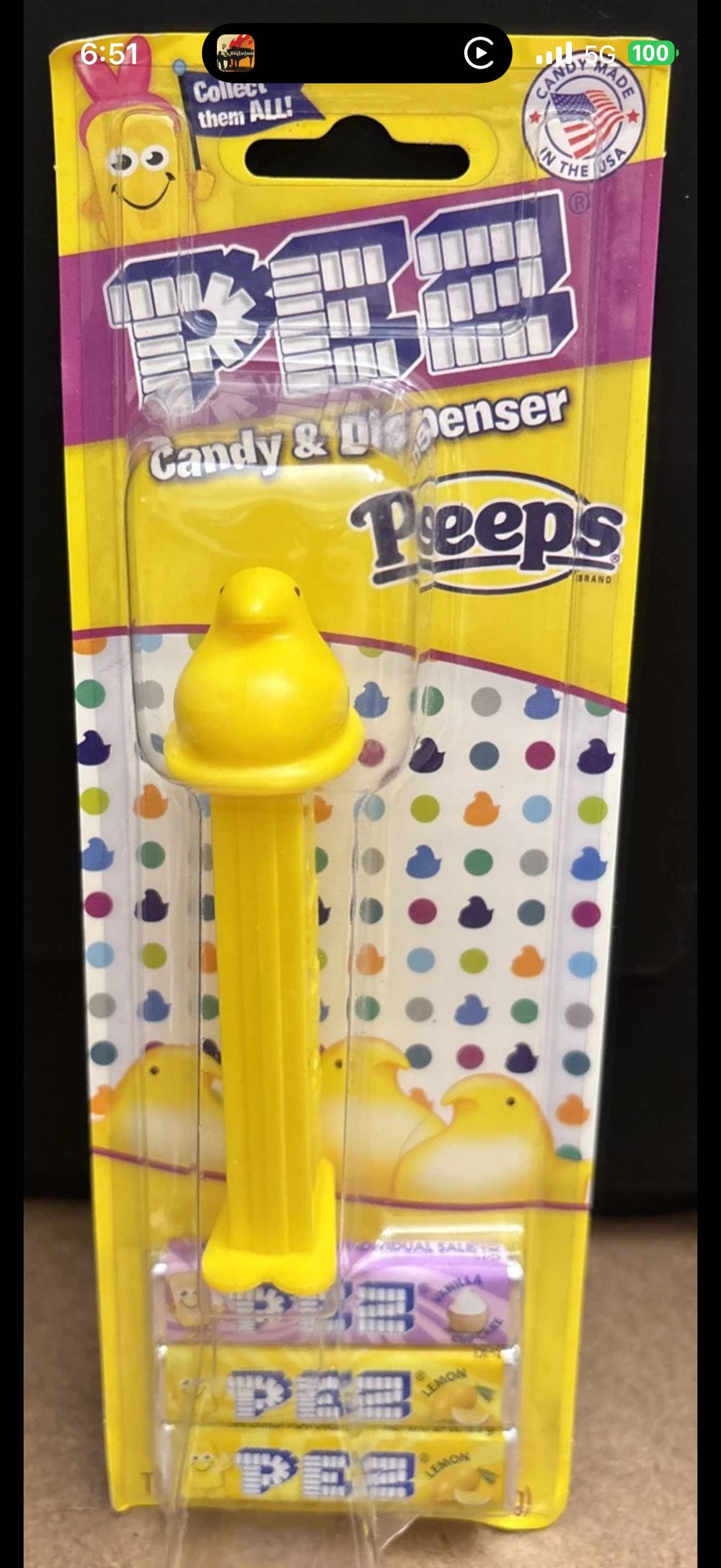 Easter - Peeps Chick Yellow  - Easter pez collectible - Main Image 3