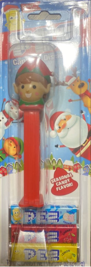 Christmas - Elf, red & green hat, red stem - Christmas pez collectible - Main Image 2