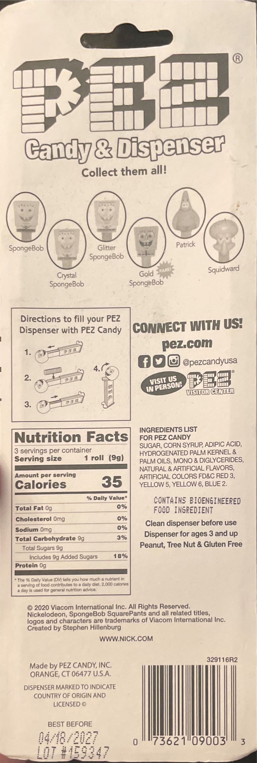 Spongebob (blu bubble base) - Nickelodeon - SpongeBob Squarepants pez collectible - Main Image 2