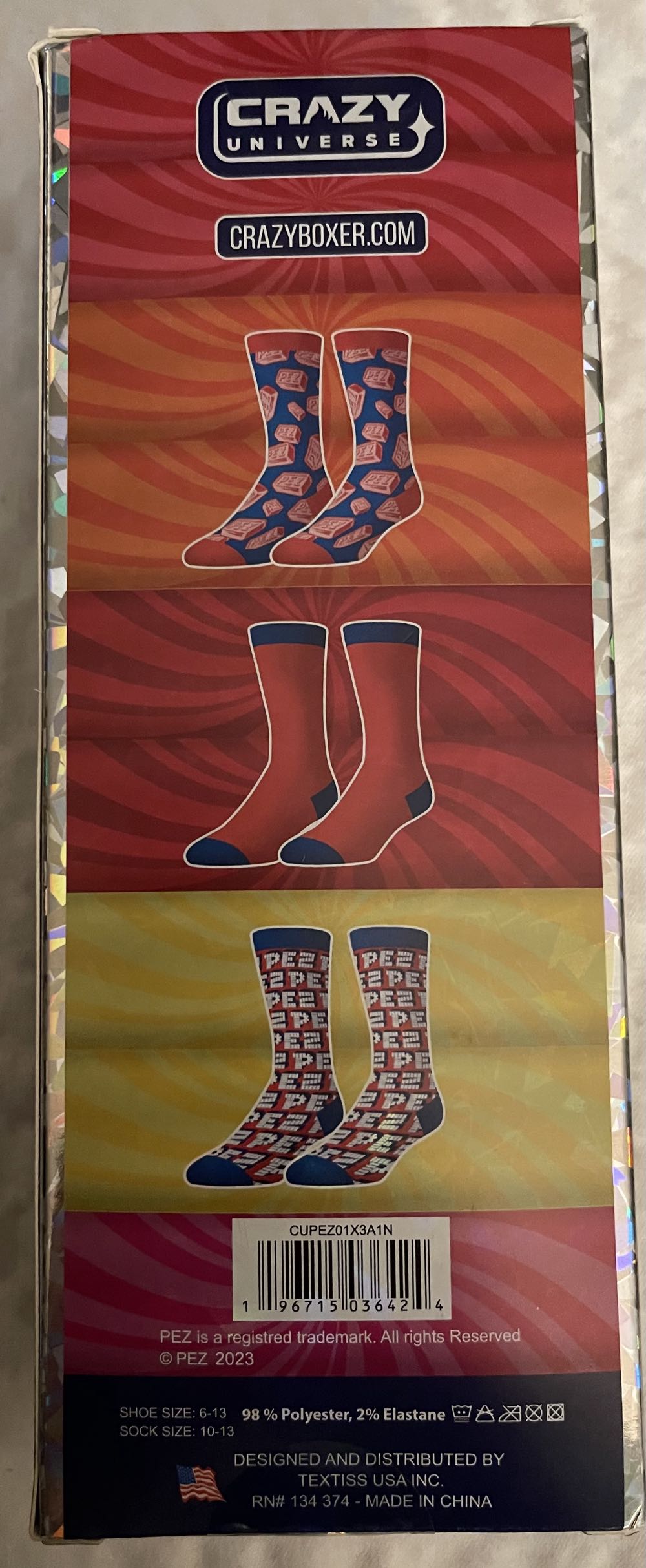 Pez Crew Socks Color 3 Pack New Size 6 13  pez collectible [Barcode 196715036424] - Main Image 2